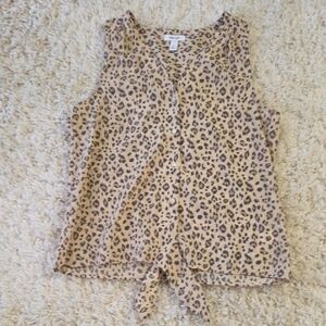 Nine West Beige Leopard Print Blouse
